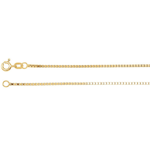 14k Yellow Gold 1.3mm Diamond Cut Box 16" Chain with Spring Ring