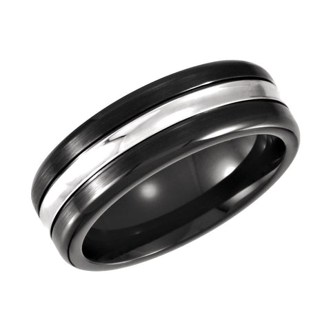 Cobalt 7.5mm Grooved Black PVD Design Band, Size 10 Cobalt 7.5mm Grooved Black PVD Design Band, Size 10