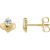 14K Yellow Gold Heart & Cubic Zirconia Accented Earrings 14K Yellow Gold Heart & Cubic Zirconia Accented Earrings