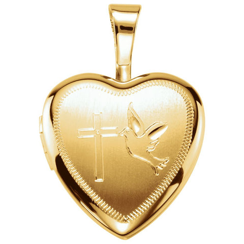 Gold Plated & Sterling Silver Cross/Dove Heart Locket