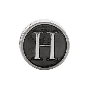 Sterling Silver 10.6mm Letter "H" Alpha Cylinder Bead Sterling Silver 10.6mm Letter "H" Alpha Cylinder Bead