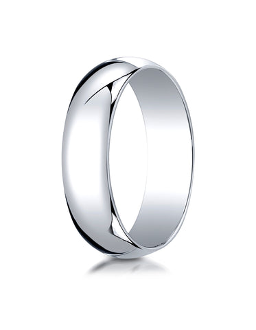 Benchmark Platinum 6mm Slightly Domed Traditional Oval Wedding Band Ring (Sizes 4 - 15 )