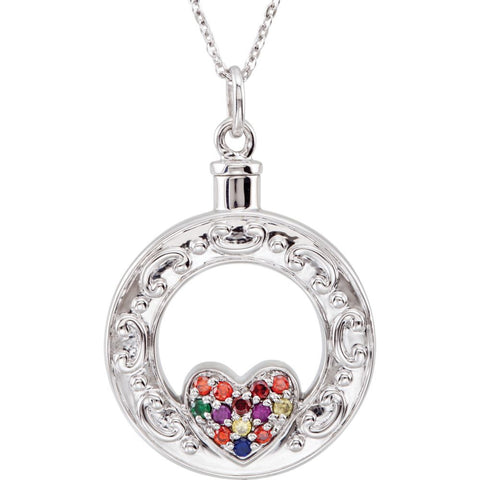 Sterling Silver Celebration of Life Heart Ash Holder 18" Necklace