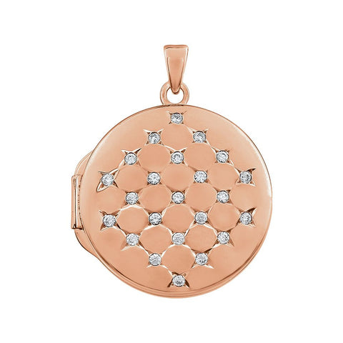 14K Rose Gold-Plated Sterling Silver Round Cubic Zirconia Locket