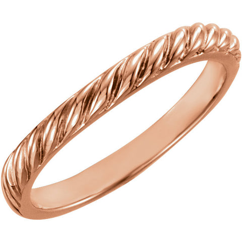 14k Rose Gold Rope Design Stackable Band , Size 7 14k Rose Gold Rope Design Stackable Band , Size 7