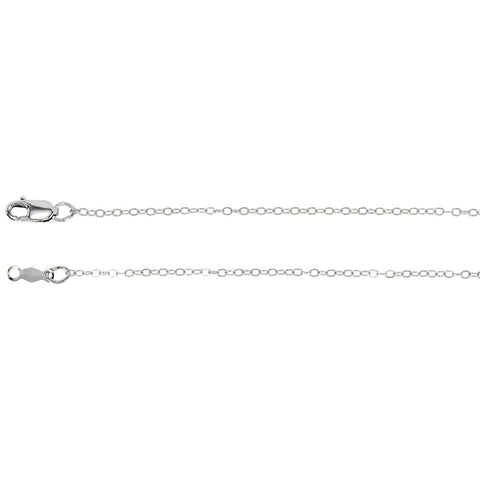 14k White Gold 1.2mm Cable 18" Chain