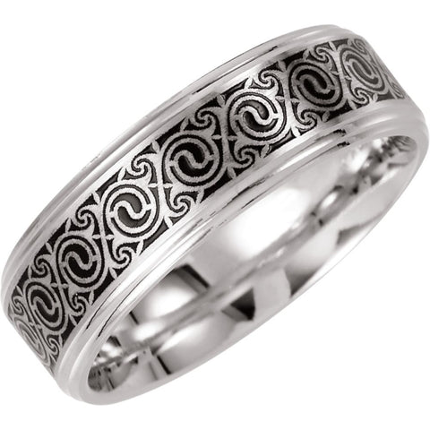14k White Gold 7mm Comfort-Fit 7mm Enamel Band Size 7 14k White Gold 7mm Comfort-Fit 7mm Enamel Band Size 7