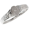 Kids' Signet Ring With Cross in 14K White Gold (Size 6)