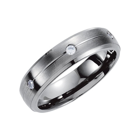 Titanium 5mm .18 CTW Diamond Satin & Beveled Edge Band Size 10 Titanium 5mm .18 CTW Diamond Satin & Beveled Edge Band Size 10
