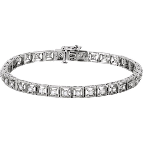 14k White Gold 1/2 CTW Diamond Fashion Tennis 7" Bracelet