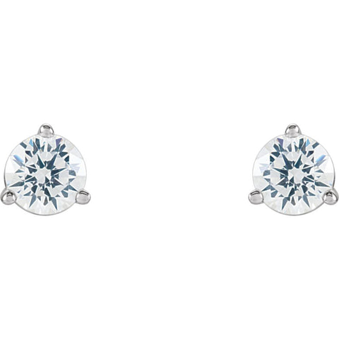 14k White Gold 5.75mm Cubic Zirconia Round 3-Prong Stud Earrings