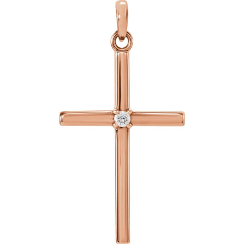 14k Rose Gold 26.5x13.75mm .02 CTW Diamond Cross Pendant