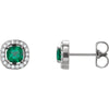 14k White Gold Chatham« Created Emerald & 0.08 ctw. Diamond Earrings