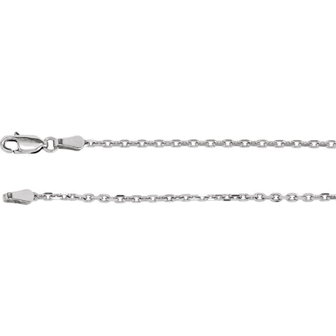 Sterling Silver 2mm Diamond-Cut Cable 18" Chain