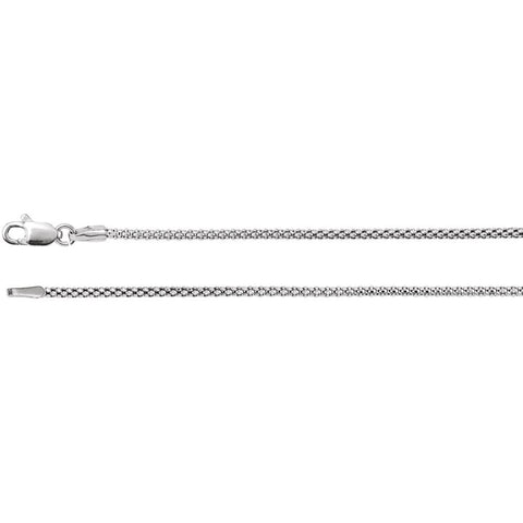 14k White Gold 1.5mm Hollow Popcorn 18" Chain 14k White Gold 1.5mm Hollow Popcorn 18" Chain