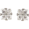 Stainless Steel 7mm Square Cubic Zirconia Inverness Piercing Earrings