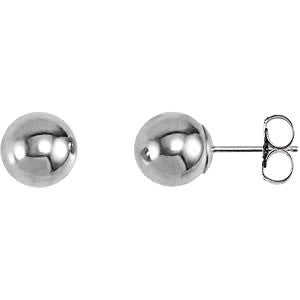 14k White Gold 7mm Ball Earrings 14k White Gold 7mm Ball Earrings