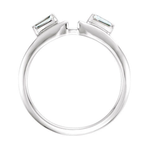 14k White Gold 1/5 CTW Diamond Baguette Wrap-Style Ring Enhancer, Size 6