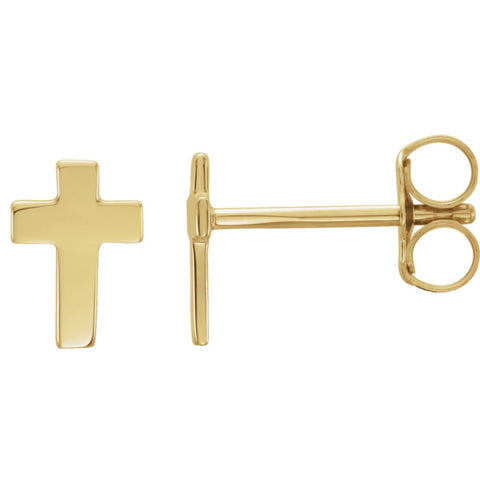 14k Yellow Gold 7x5mm Cross Earrings 14k Yellow Gold 7x5mm Cross Earrings