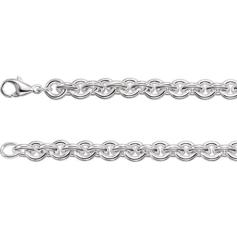 Sterling Silver 9mm Solid Round Cable 17" Chain