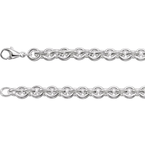 Sterling Silver 9mm Solid Round Cable 8" Bracelet Sterling Silver 9mm Solid Round Cable 8" Bracelet