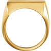 14k Yellow Gold 18mm Men's Solid Signet Ring with Brush Finish, Size 10