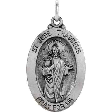 Sterling Silver 25.25x17.75mm Oval St. Jude Thaddeus Medal Sterling Silver 25.25x17.75mm Oval St. Jude Thaddeus Medal