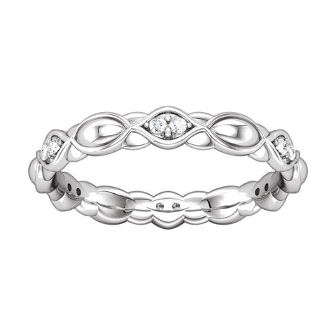 14k White Gold Cubic Zirconia Sculptural-Inspired Eternity Band Size 7