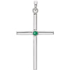 14k White Gold Emerald Cross 30.55x16.55mm Pendant