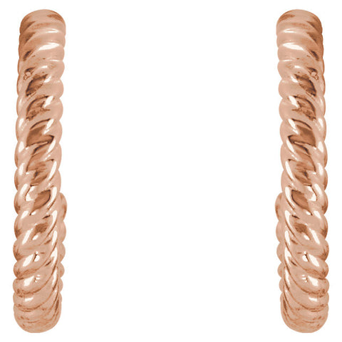 14k Rose Gold 12mm Rope Design Hoop Earrings