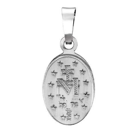 14k White Gold 19x13.75mm Oval Miraculous Medal