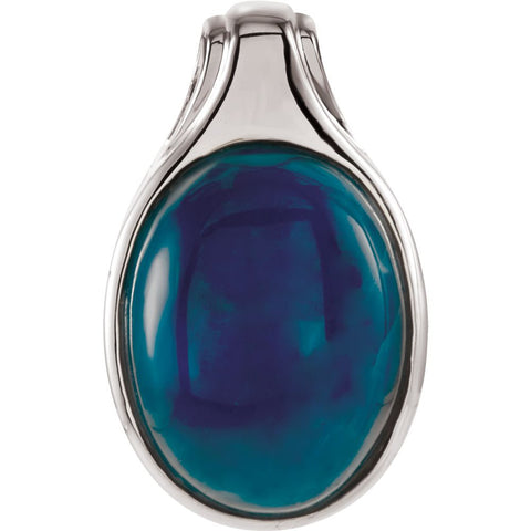 Sterling Silver 16x12mm Opaque Apatite Cabochon 18" Necklace Sterling Silver 16x12mm Opaque Apatite Cabochon 18" Necklace