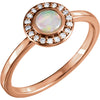 14k Rose Gold Opal & 1/10 ctw. Diamond Ring, Size 7
