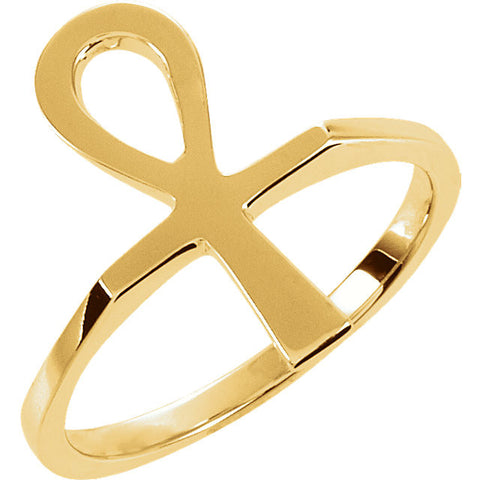 14k Yellow Gold Ankh Ring, Size 6 14k Yellow Gold Ankh Ring, Size 6