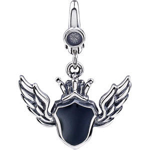 Sterling Silver Enamel Shield & Wing Charm Sterling Silver Enamel Shield & Wing Charm