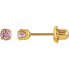 24K Yellow Gold Plated Stainless Steel Solitaire "June" Birthstone Piercing Earrings