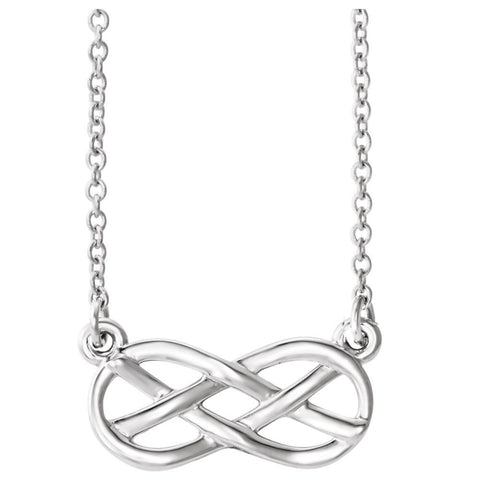14k White Gold Infinity-Inspired Knot Design 18" Necklace