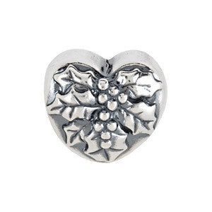 Sterling Silver 13.25x12mm Mistletoe Heart Bead Sterling Silver 13.25x12mm Mistletoe Heart Bead