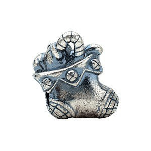 Sterling Silver 15x12.5mm Christmas Stocking Bead Sterling Silver 15x12.5mm Christmas Stocking Bead