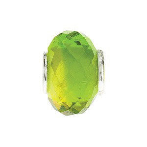 Sterling Silver 15x10mm Green & Yellow Faceted Glass Bead Sterling Silver 15x10mm Green & Yellow Faceted Glass Bead