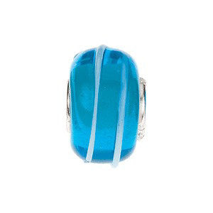 Sterling Silver 15x9mm Turquoise Bead with Blue Stripes Sterling Silver 15x9mm Turquoise Bead with Blue Stripes