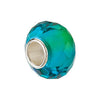 Sterling Silver 15x10mm Blue & Green Faceted Glass Bead Sterling Silver 15x10mm Blue & Green Faceted Glass Bead