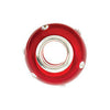 Sterling Silver 12x8mm Glass Red Bead with Crystal Accents Sterling Silver 12x8mm Glass Red Bead with Crystal Accents