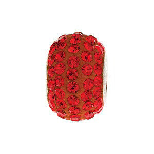 Sterling Silver 12x8mm Roundel Bead with Pavé Red Crystals Sterling Silver 12x8mm Roundel Bead with Pavé Red Crystals