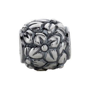 Sterling Silver 10.9mm Floral-Inspired Round Bead Sterling Silver 10.9mm Floral-Inspired Round Bead