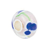 Sterling Silver 14x10mm Blue Flower Green Swirl Glass Bead Sterling Silver 14x10mm Blue Flower Green Swirl Glass Bead