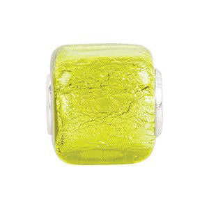 Sterling Silver 12x12mm Yellow Square Glass Bead Sterling Silver 12x12mm Yellow Square Glass Bead