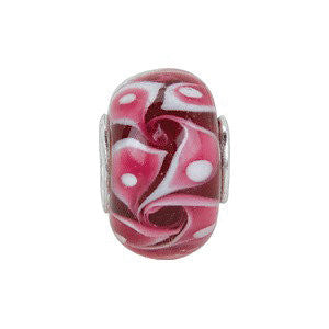 Sterling Silver 14x10mm Red Swirl Glass Bead Sterling Silver 14x10mm Red Swirl Glass Bead