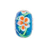 Sterling Silver 14x10mm Blue with Orange Flower Glass Bead Sterling Silver 14x10mm Blue with Orange Flower Glass Bead