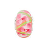 Sterling Silver 14x10mm Pink and Green Flower Glass Bead Sterling Silver 14x10mm Pink and Green Flower Glass Bead